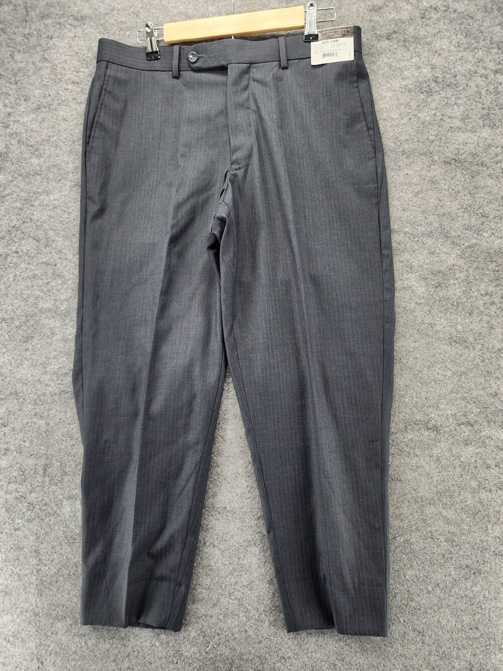 Caravelli Pants Mens 40S 34W Gray Pinstripe